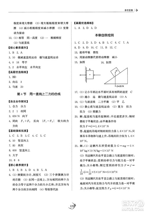 山东科学技术出版社2025年春初中同步练习册八年级物理下册人教版山东专版答案 山东科学技术出版社2025年春初中同步练习册八年级物理下册人教版山东专版答案