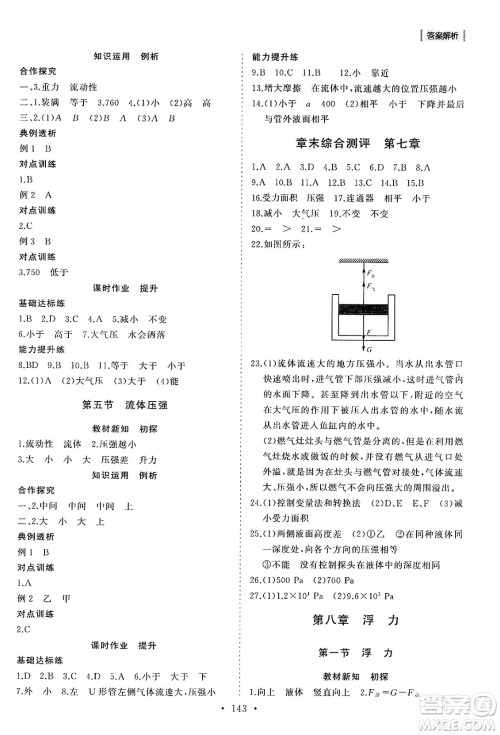 山东人民出版社2025年春初中同步练习册八年级物理下册鲁教版五四制答案 山东人民出版社2025年春初中同步练习册八年级物理下册鲁教版五四制答案