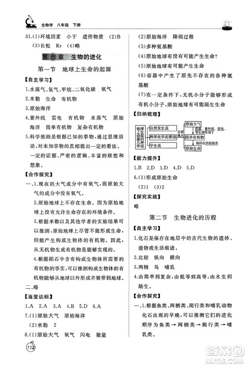 山东友谊出版社2025年春初中同步练习册八年级生物下册鲁科版五四制答案 山东友谊出版社2025年春初中同步练习册八年级生物下册鲁科版五四制答案