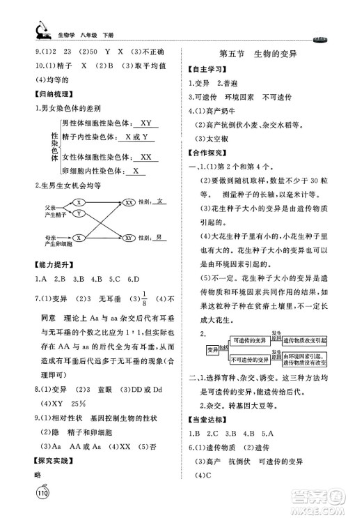 山东友谊出版社2025年春初中同步练习册八年级生物下册鲁科版五四制答案 山东友谊出版社2025年春初中同步练习册八年级生物下册鲁科版五四制答案