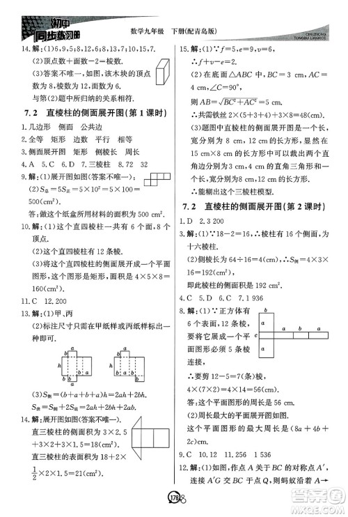 北京教育出版社2025年春初中同步练习册九年级数学下册青岛版答案 北京教育出版社2025年春初中同步练习册九年级数学下册青岛版答案