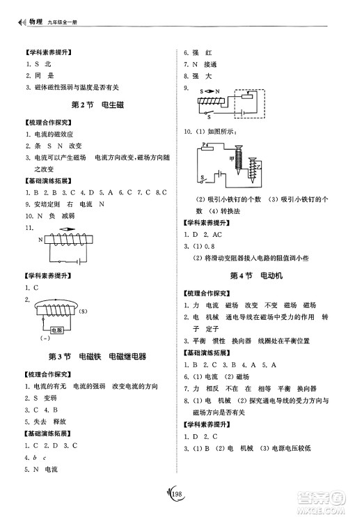 山东科学技术出版社2025年春初中同步练习册九年级物理下册人教版山东专版答案 山东科学技术出版社2025年春初中同步练习册九年级物理下册人教版山东专版答案