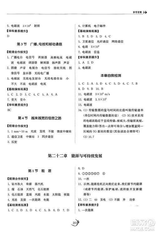 山东科学技术出版社2025年春初中同步练习册九年级物理下册人教版山东专版答案 山东科学技术出版社2025年春初中同步练习册九年级物理下册人教版山东专版答案