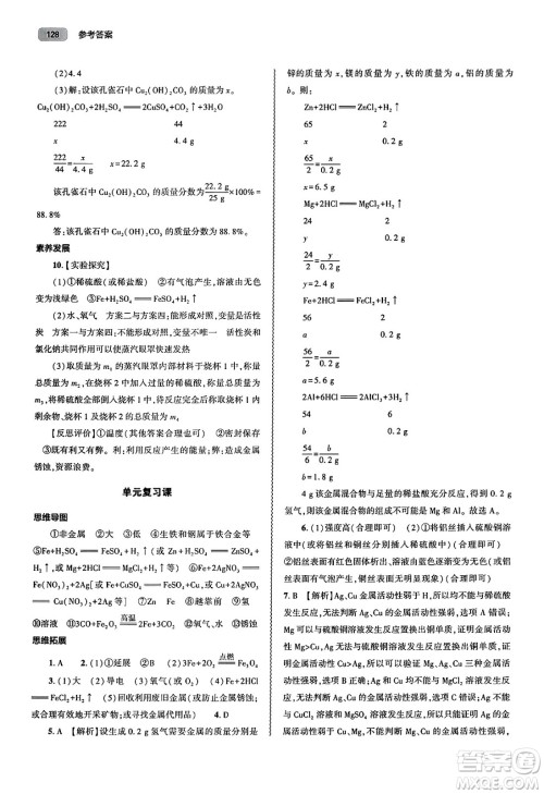 大象出版社2025年春初中同步练习册九年级化学下册人教版山东专版答案 大象出版社2025年春初中同步练习册九年级化学下册人教版山东专版答案