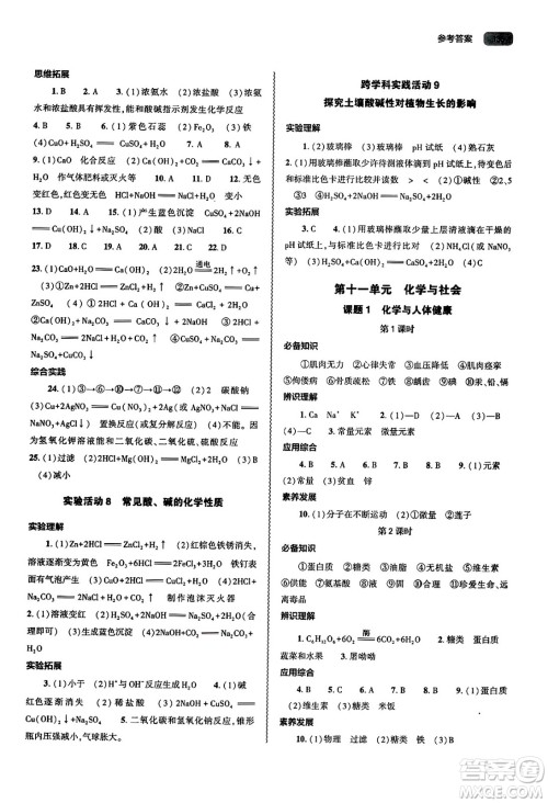 大象出版社2025年春初中同步练习册九年级化学下册人教版山东专版答案 大象出版社2025年春初中同步练习册九年级化学下册人教版山东专版答案