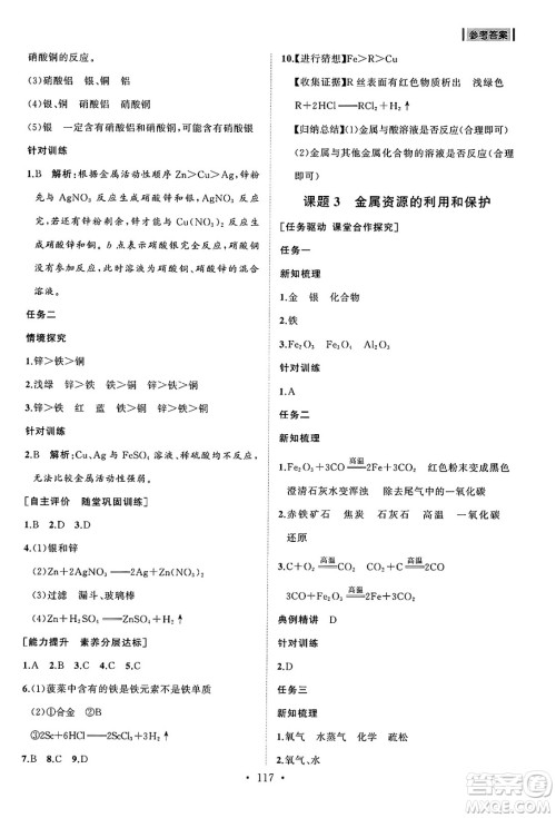 山东人民出版社2025年春初中同步练习册九年级化学下册人教版山东专版答案