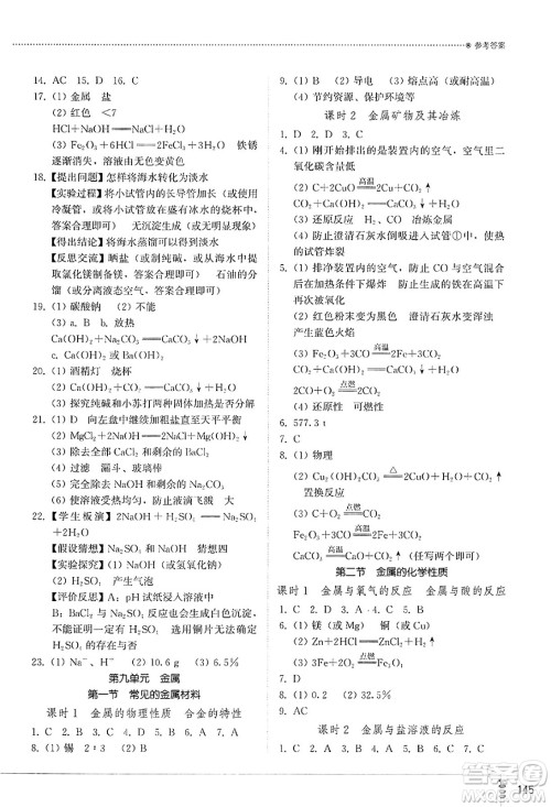 山东教育出版社2025年春初中同步练习册九年级化学下册鲁教版答案 山东教育出版社2025年春初中同步练习册九年级化学下册鲁教版答案