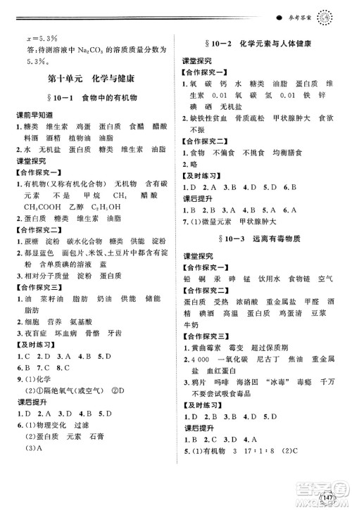 明天出版社2025年春初中同步练习册九年级化学下册鲁教版答案