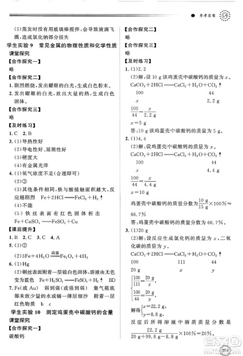 明天出版社2025年春初中同步练习册九年级化学下册鲁教版答案