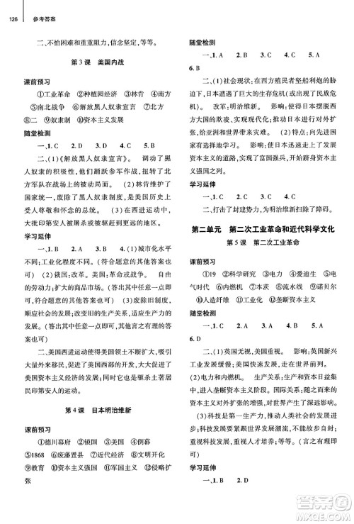 大象出版社2025年春初中同步练习册九年级历史下册人教版山东专版答案