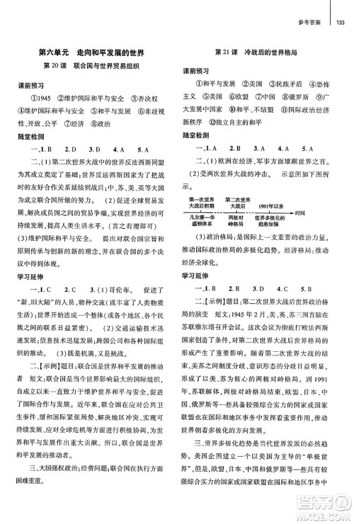 大象出版社2025年春初中同步练习册九年级历史下册人教版山东专版答案