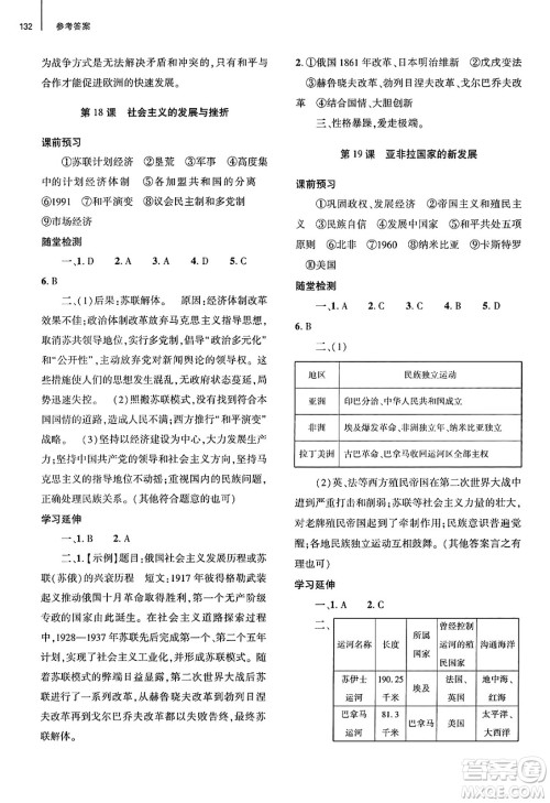 大象出版社2025年春初中同步练习册九年级历史下册人教版山东专版答案