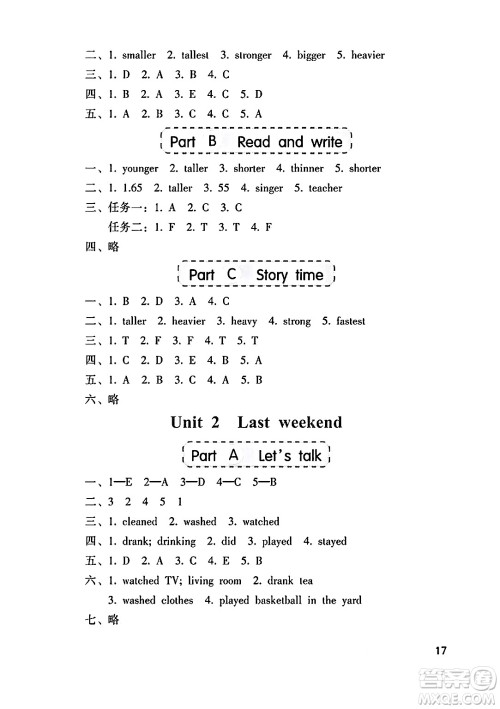 海燕出版社2025年春小学同步练习册六年级英语下册人教版答案