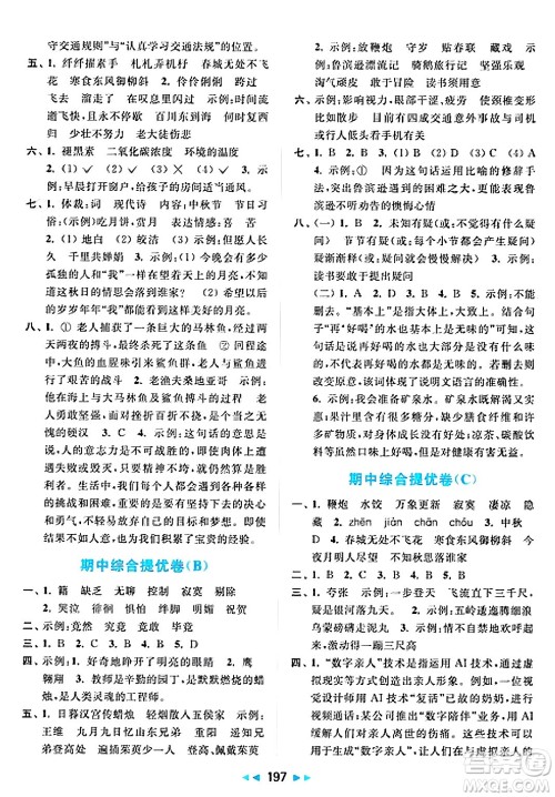 北京教育出版社2025年春亮点给力大试卷六年级语文下册人教版答案