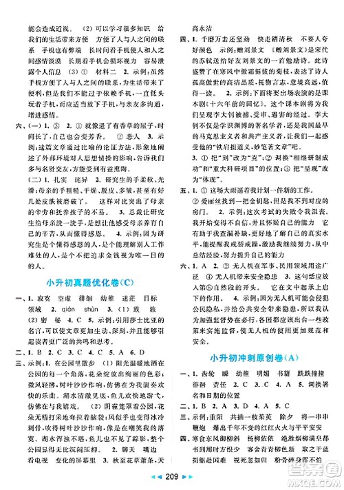 北京教育出版社2025年春亮点给力大试卷六年级语文下册人教版答案