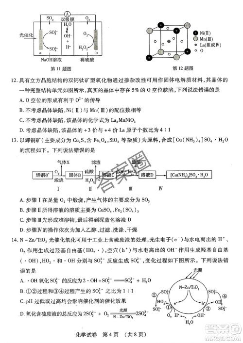 2025年东北三省四市教研联合体高考模拟考试一化学试卷答案
