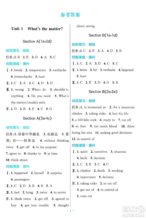 人民教育出版社2025年春初中同步测控优化设计八年级英语下册人教版答案 人民教育出版社2025年春初中同步测控优化设计八年级英语下册人教版答案