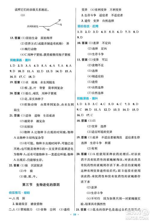 人民教育出版社2025年春初中同步测控优化设计八年级生物下册人教版答案 人民教育出版社2025年春初中同步测控优化设计八年级生物下册人教版答案