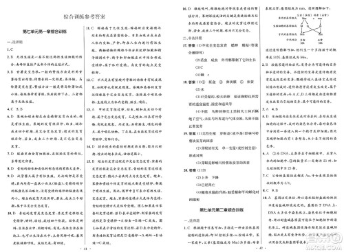 人民教育出版社2025年春初中同步测控优化设计八年级生物下册人教版新疆专版答案 人民教育出版社2025年春初中同步测控优化设计八年级生物下册人教版新疆专版答案