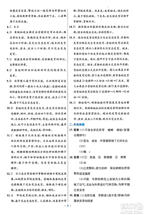 人民教育出版社2025年春初中同步测控优化设计八年级生物下册人教版陕西专版答案 人民教育出版社2025年春初中同步测控优化设计八年级生物下册人教版陕西专版答案