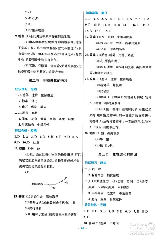 人民教育出版社2025年春初中同步测控优化设计八年级生物下册人教版陕西专版答案 人民教育出版社2025年春初中同步测控优化设计八年级生物下册人教版陕西专版答案