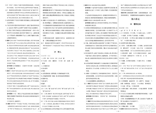 人民教育出版社2025年春初中同步测控优化设计九年级语文下册人教版新疆专版答案