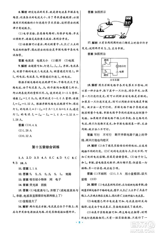人民教育出版社2025年春初中同步测控优化设计九年级物理下册人教版陕西专版答案