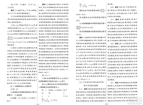 人民教育出版社2025年春初中同步测控优化设计九年级化学下册人教版答案