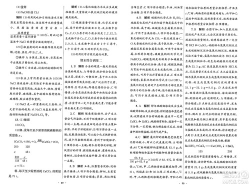 人民教育出版社2025年春初中同步测控优化设计九年级化学下册人教版答案