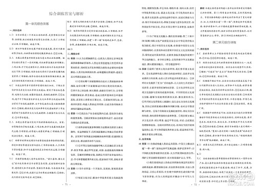 人民教育出版社2025年春初中同步测控优化设计九年级道德与法治下册人教版新疆专版答案