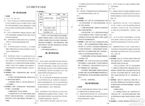 人民教育出版社2025年春初中同步测控优化设计九年级历史下册人教版新疆专版答案