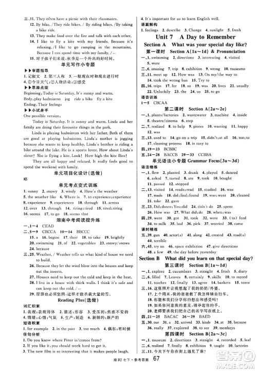 广东经济出版社2025年春名校课堂七年级英语下册人教版湖南专版答案 广东经济出版社2025年春名校课堂七年级英语下册人教版湖南专版答案