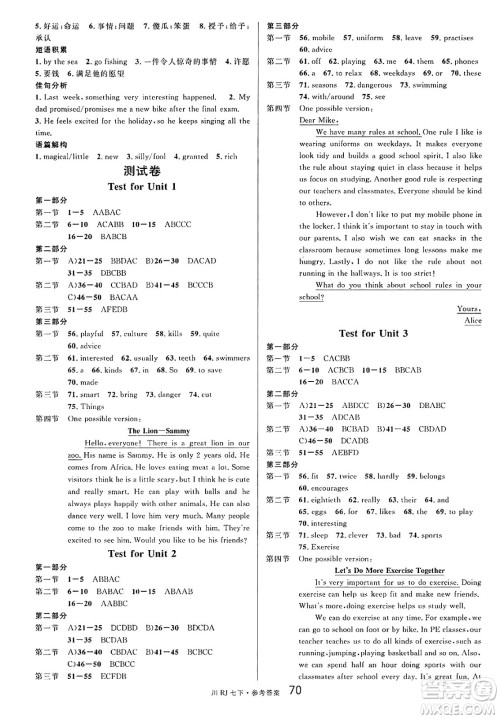 安徽师范大学出版社2025年春名校课堂七年级英语下册人教版四川专版答案 安徽师范大学出版社2025年春名校课堂七年级英语下册人教版四川专版答案