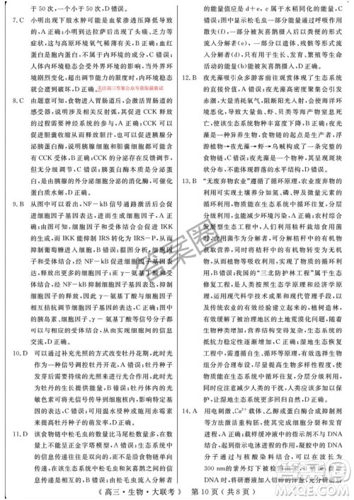 2025届H20高中联盟4月高三联考生物试卷答案