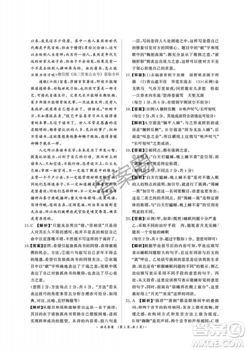 2025年4月青桐鸣大联考高三语文试卷答案