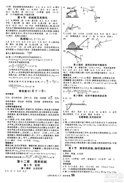 甘肃少年儿童出版社2025年春名校课堂八年级物理下册人教版山西专版答案 甘肃少年儿童出版社2025年春名校课堂八年级物理下册人教版山西专版答案