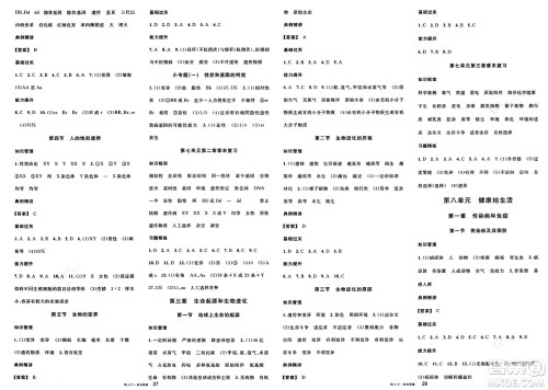 安徽师范大学出版社2025年春名校课堂八年级生物下册人教版答案