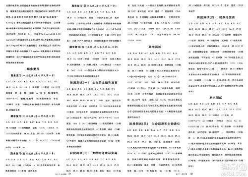 安徽师范大学出版社2025年春名校课堂八年级生物下册人教版答案