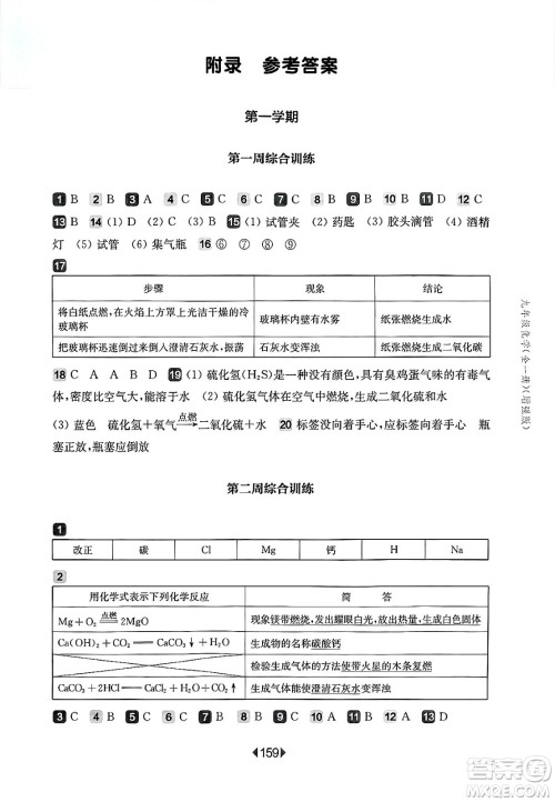 华东师范大学出版社2025年春华东师大版一课一练九年级化学下册华师版上海专版增强版答案