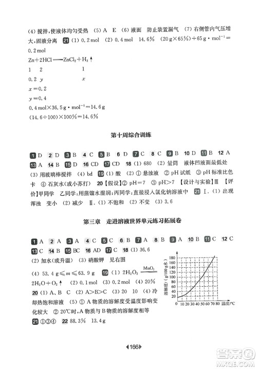 华东师范大学出版社2025年春华东师大版一课一练九年级化学下册华师版上海专版增强版答案