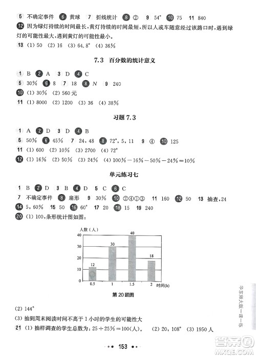 华东师范大学出版社2025年春华东师大版一课一练六年级数学下册华师版上海专版答案