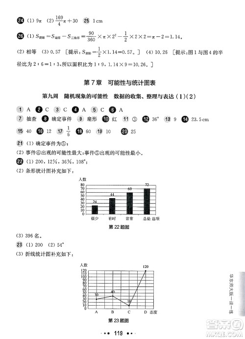 华东师范大学出版社2025年春华东师大版一课一练六年级数学下册华师版上海专版增强版答案