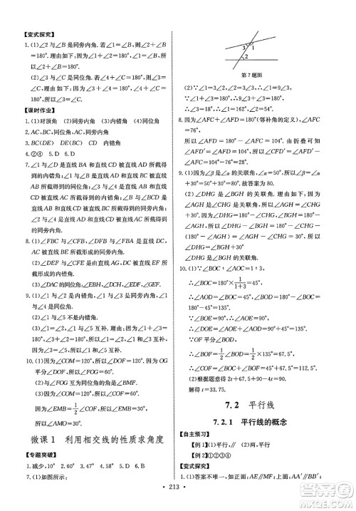 长江少年儿童出版社2025年春长江全能学案同步练习册七年级数学下册人教版答案 长江少年儿童出版社2025年春长江全能学案同步练习册七年级数学下册人教版答案
