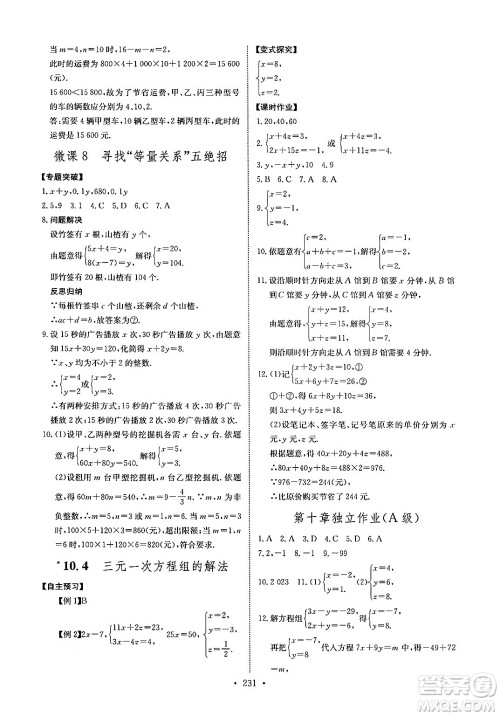 长江少年儿童出版社2025年春长江全能学案同步练习册七年级数学下册人教版答案 长江少年儿童出版社2025年春长江全能学案同步练习册七年级数学下册人教版答案