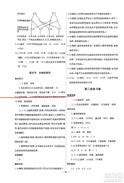 崇文书局2025年春长江全能学案同步练习册八年级生物学下册人教版答案 崇文书局2025年春长江全能学案同步练习册八年级生物学下册人教版答案