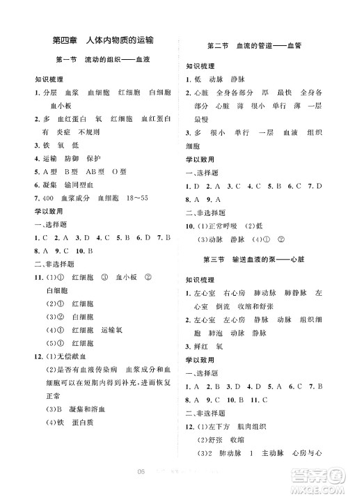 宁夏人民教育出版社2025年春学习之友七年级生物下册人教版答案