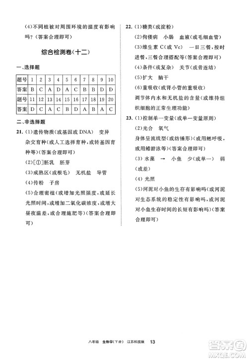 宁夏人民教育出版社2025年春学习之友八年级生物下册苏科版答案 宁夏人民教育出版社2025年春学习之友八年级生物下册苏科版答案