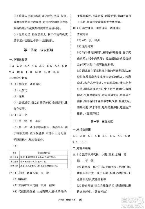 宁夏人民教育出版社2025年春学习之友八年级地理下册人教版答案 宁夏人民教育出版社2025年春学习之友八年级地理下册人教版答案