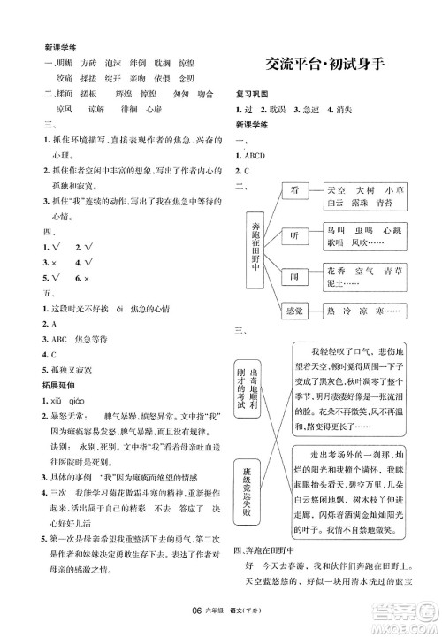 宁夏人民教育出版社2025年春学习之友六年级语文下册通用版答案