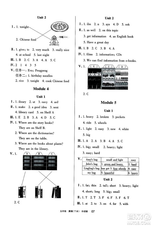 宁夏人民教育出版社2025年春学习之友五年级英语下册外研版三起点答案